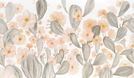 Watercolor Cactus Floral Wallpaper Mural