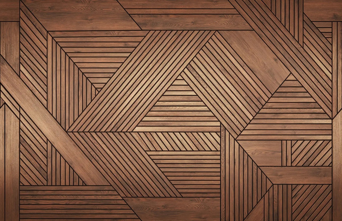 Geometric Wooden Wallpaper Mural in your room