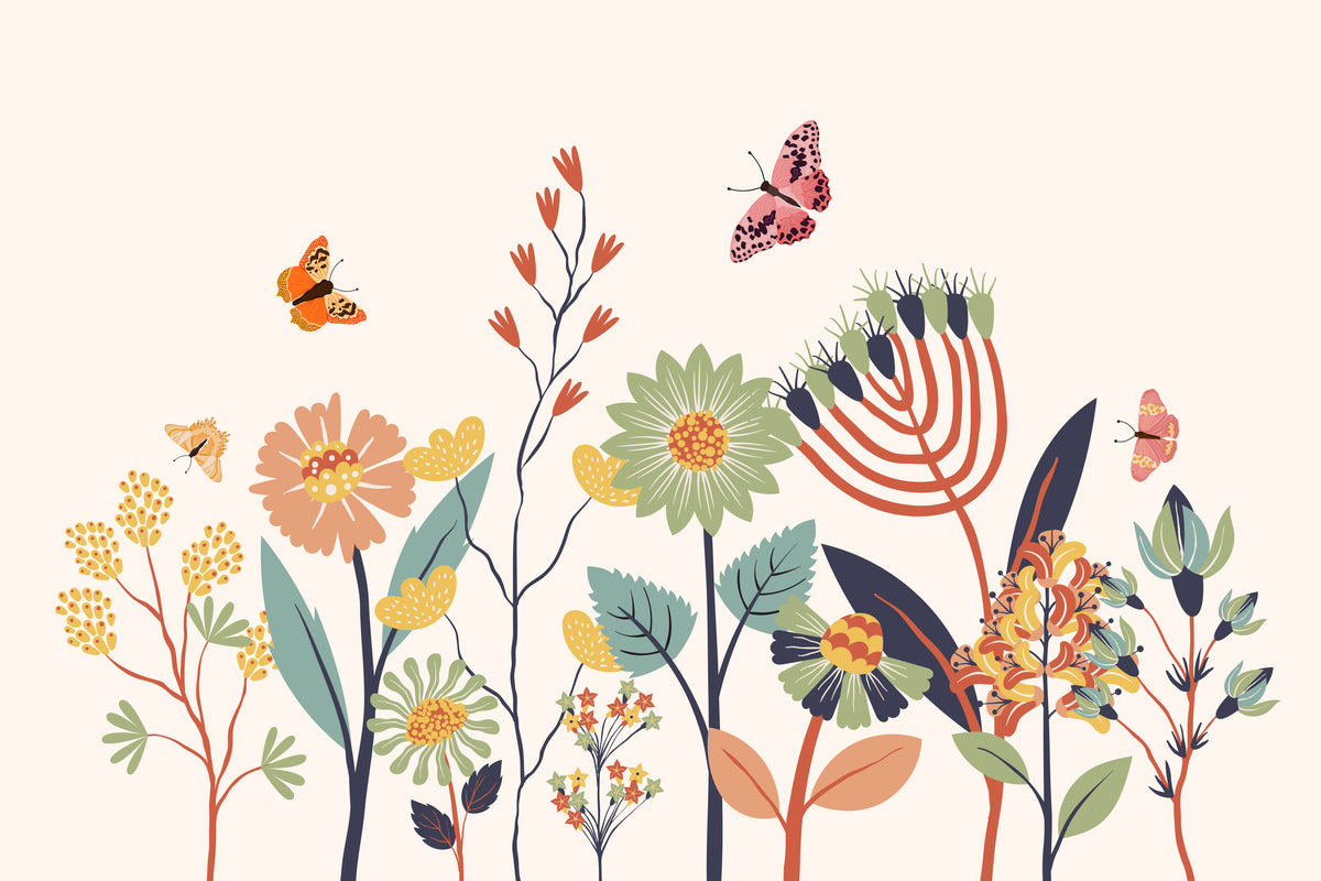 Butterfly Garden Wallpaper Mural in your room