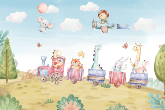 Cartoon Animal Train Adventure