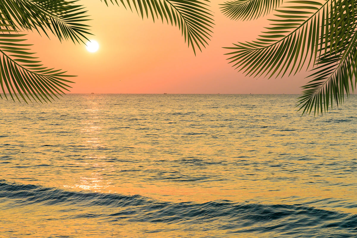 Coastal Glow Sunset Wallpaper Mural in your room