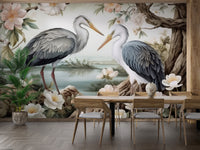 Serene Heron Lake Wall Mural - Giffywalls