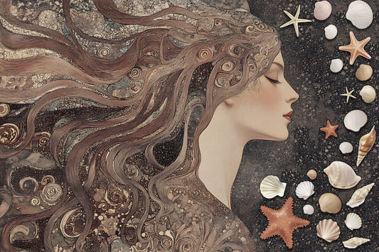 Art Nouveau Sea Goddess Portrait Wall Mural