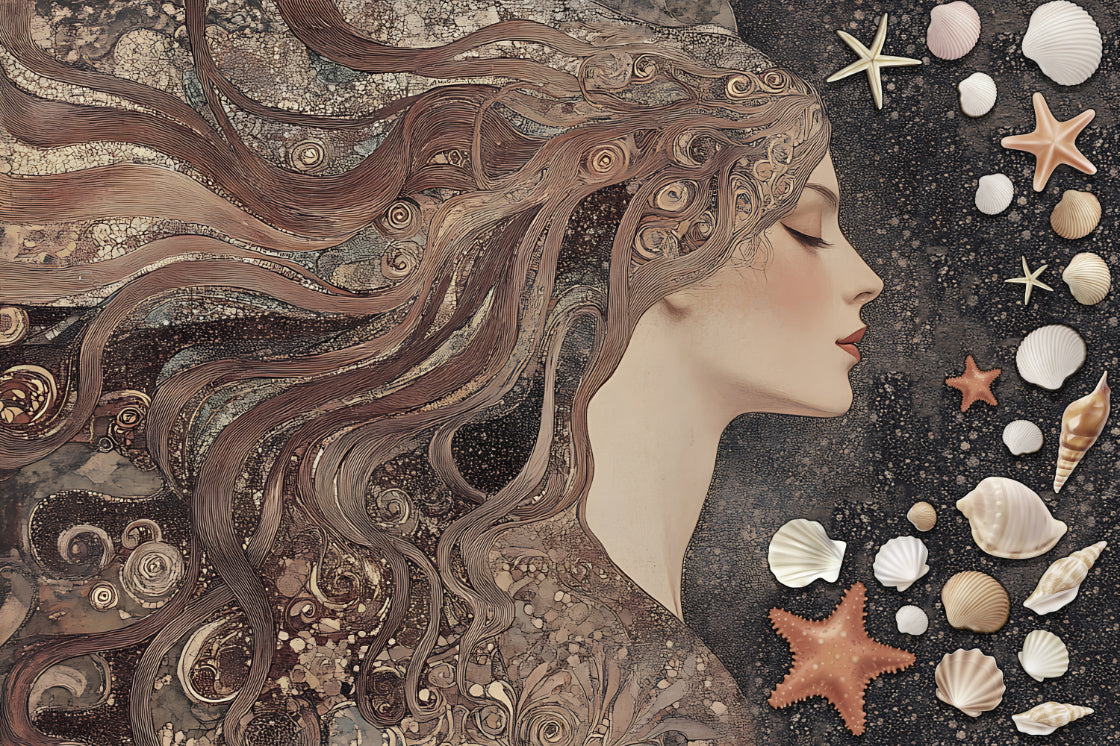 Art Nouveau Sea Goddess Portrait Wall Mural