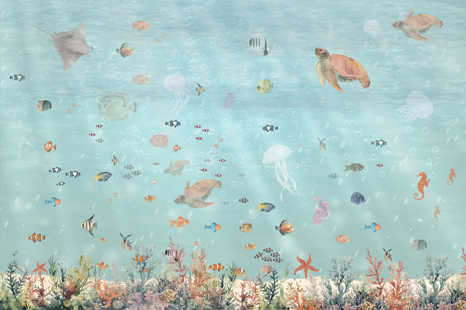 Underwater Marine Life Wall Mural