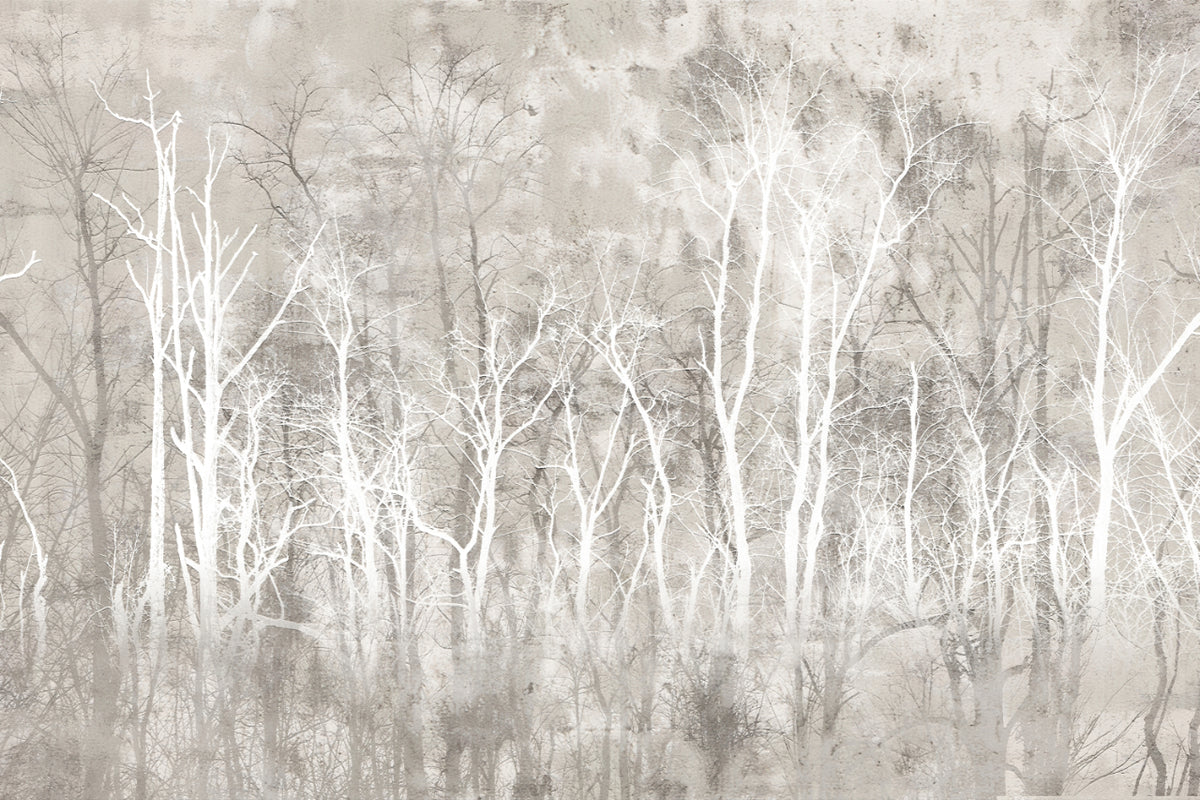 Monochrome Forest Tree Wallpaper Mural in your room