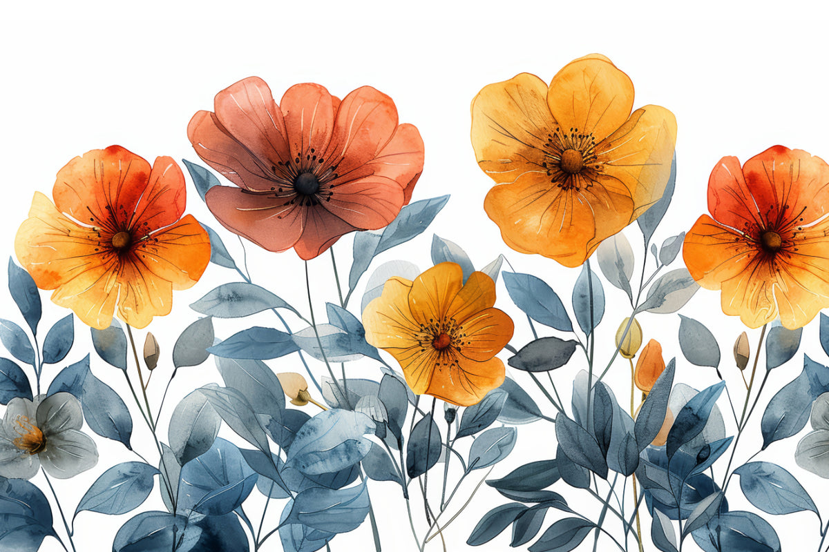 Elegant Watercolor Floral Wall Mural