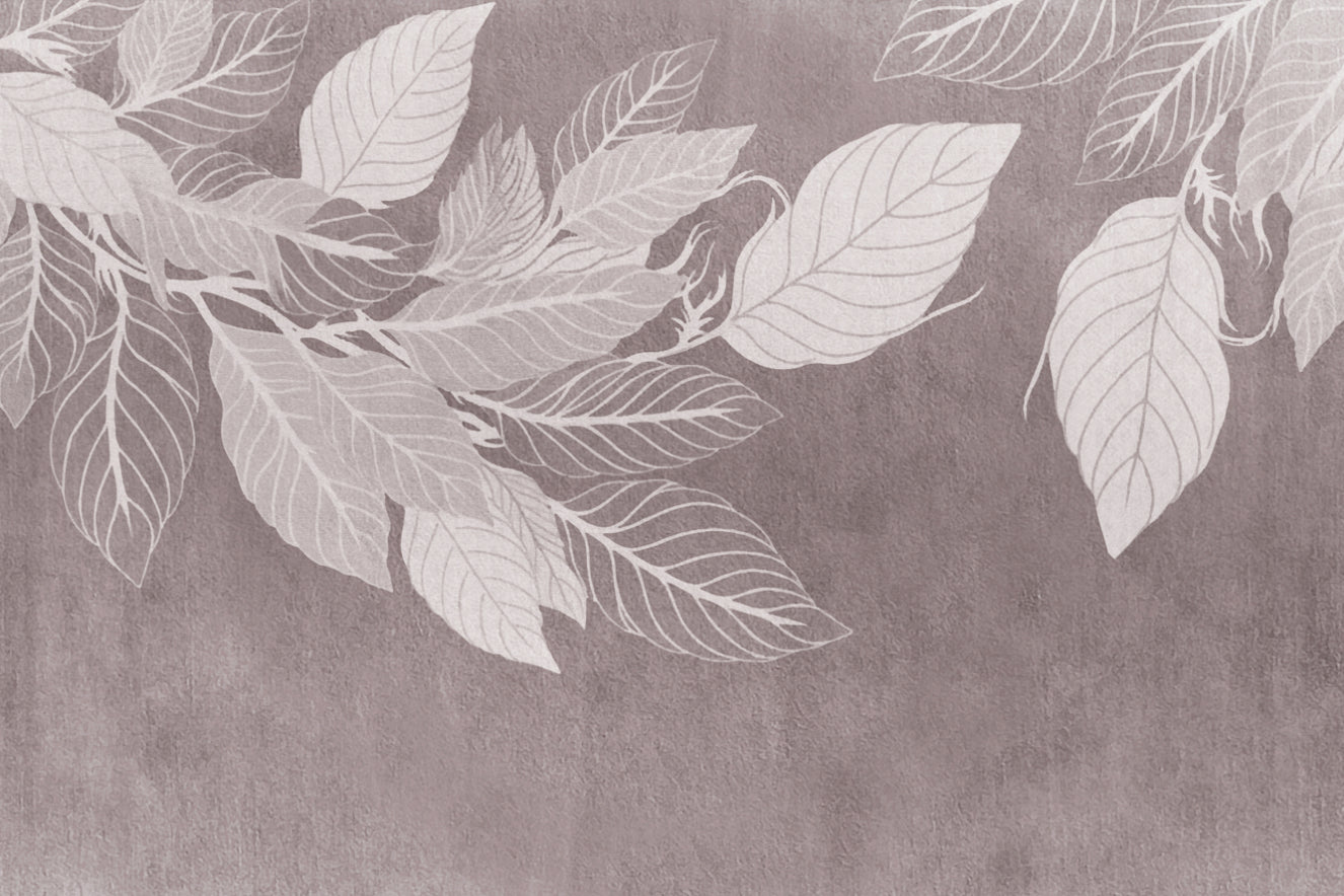 Monochrome Botanical Leaf Wall Mural
