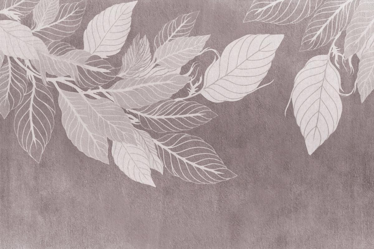 Monochrome Botanical Leaf Wall Mural in your room