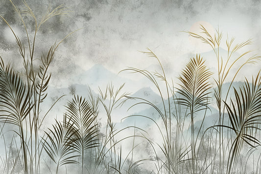 Misty Botanical Landscape Wall Mural