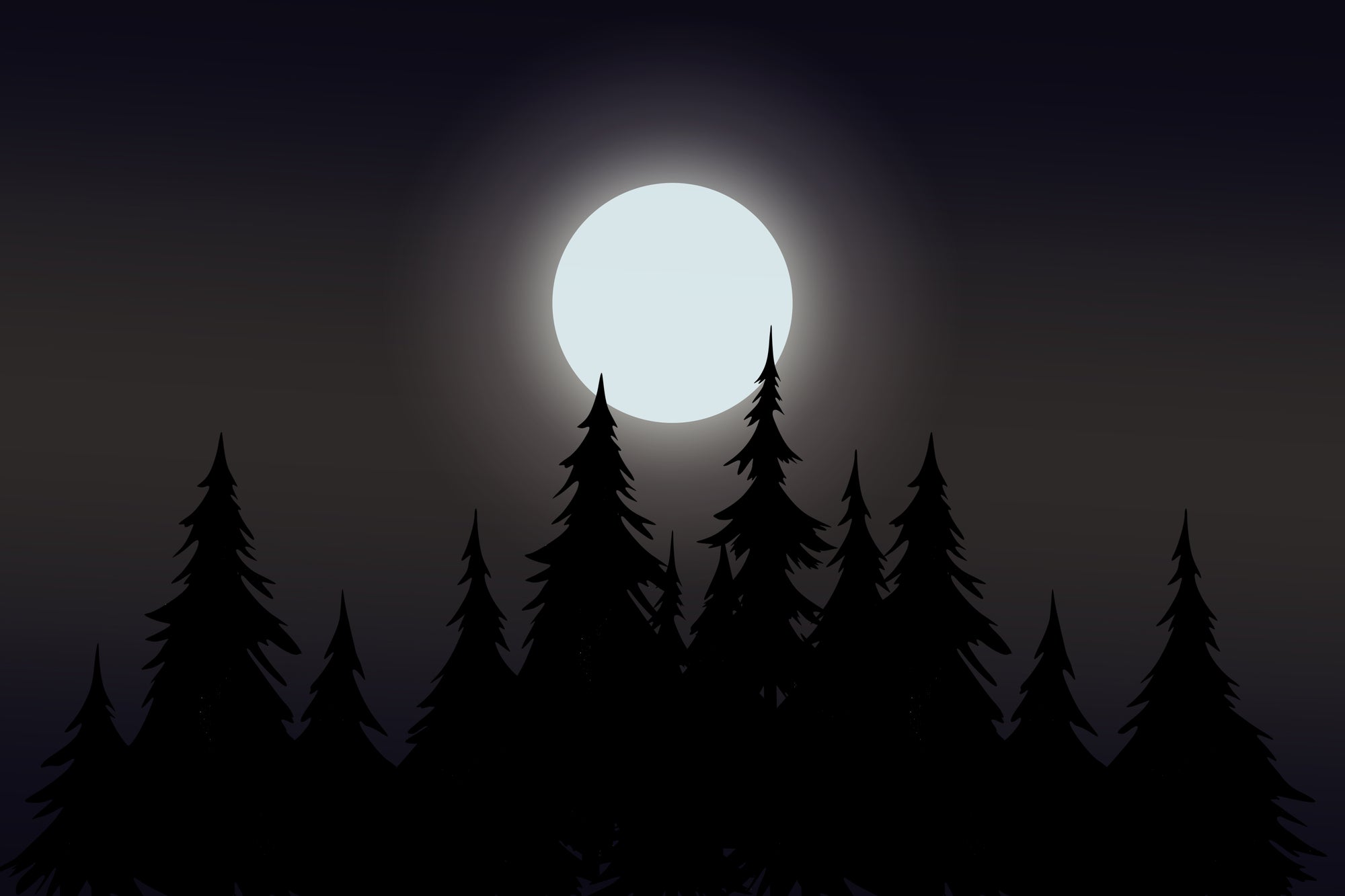 Mystical Moonlit Forest Wallpaper