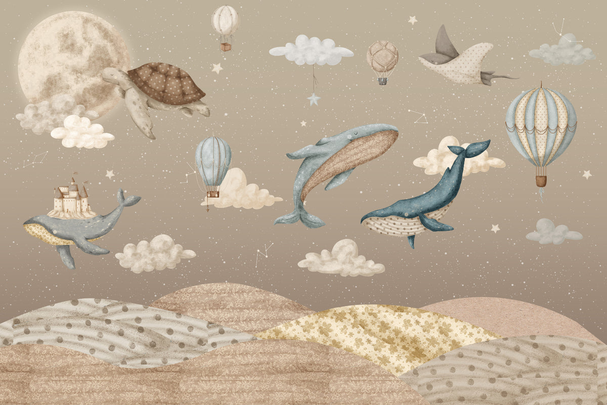 Flying Whales Wall Mural in your room