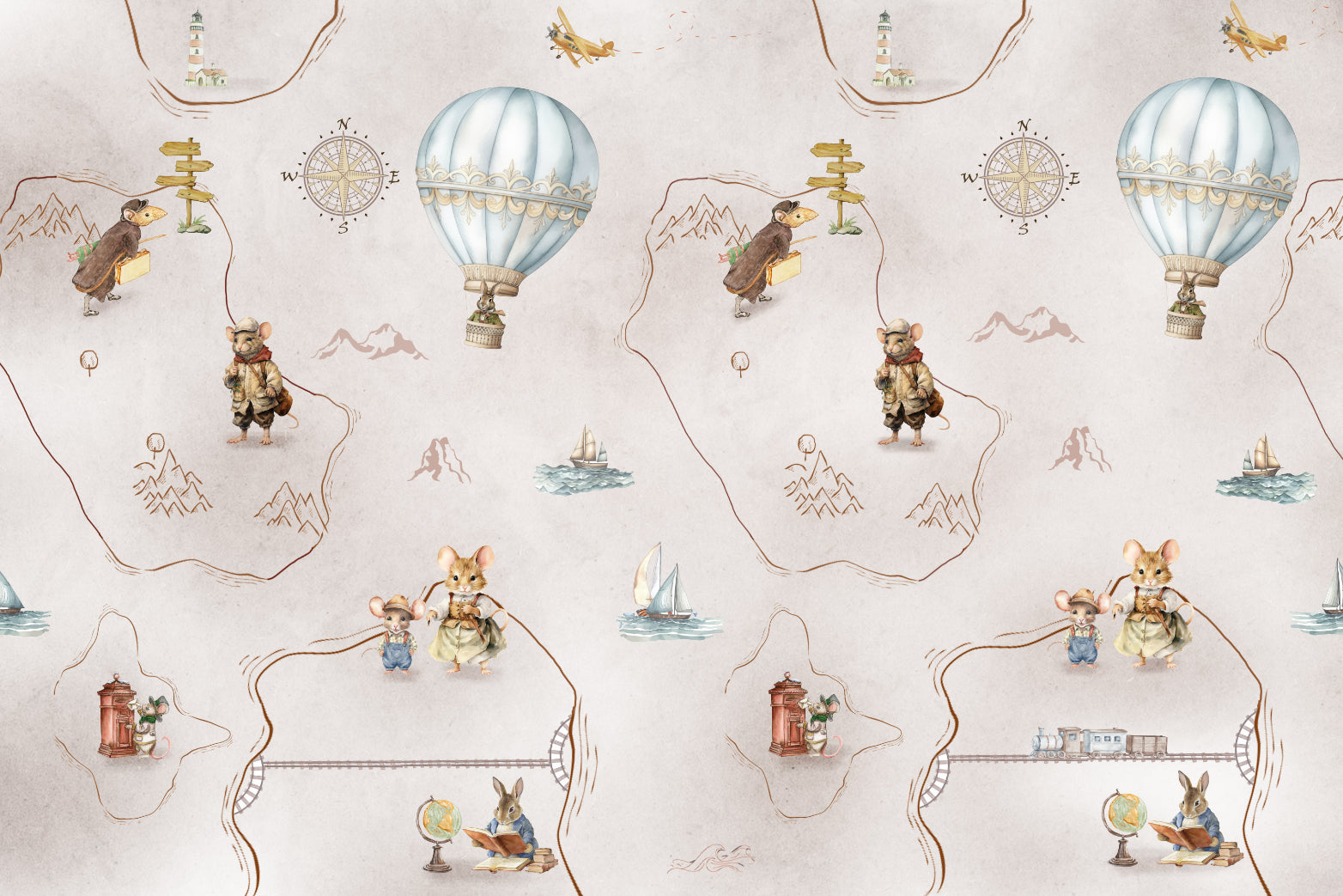 Whimsical Animal Adventure Wall Mural
