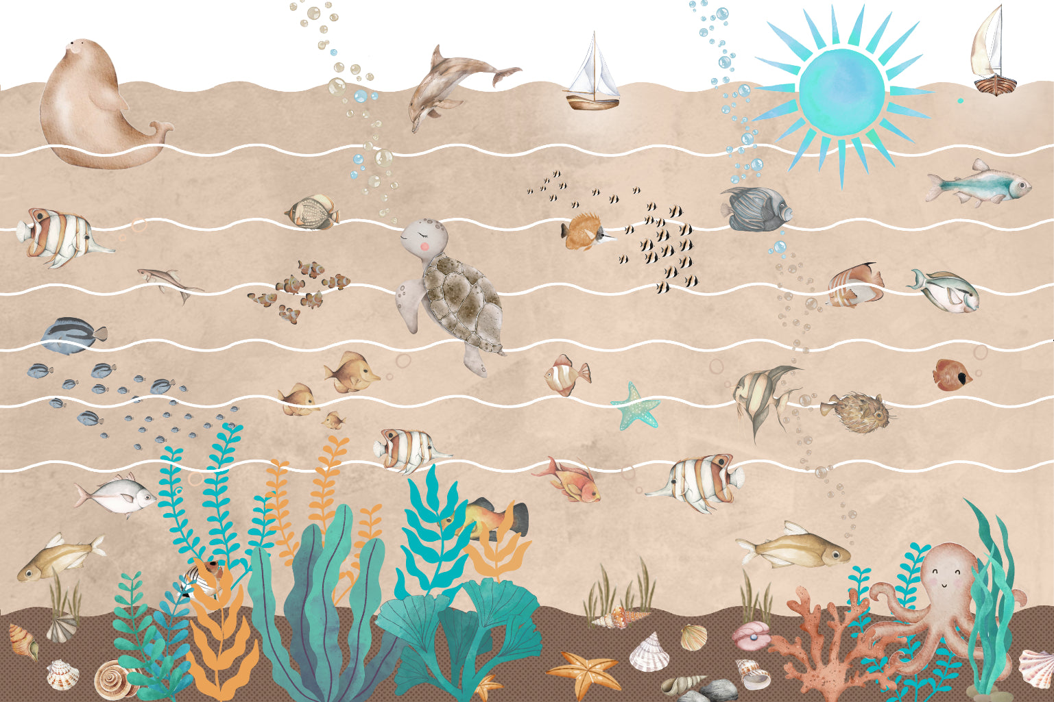 Underwater Sea Life Wallpaper Mural