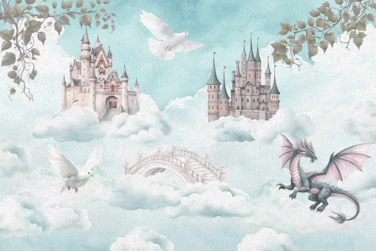 Enchanted Sky Castle Wallpaper Mural in your room