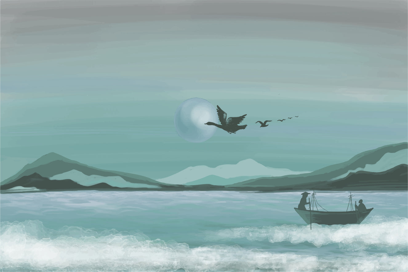 Minimalist Nature-Inspired Ocean Mural