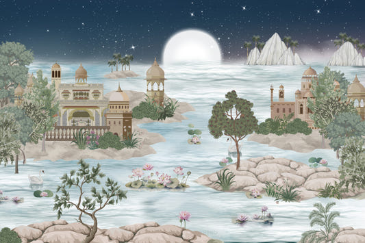 Royal Mughal Night Scenery Mural