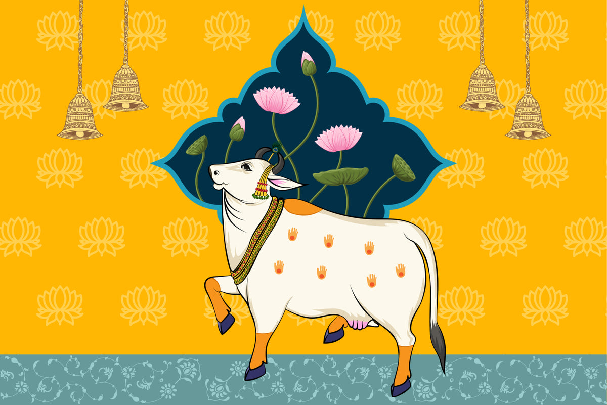 Sacred Cow Hindu Worship Mural in your room