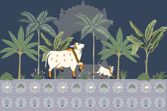 Hindu Sacred Cow Worship Mural