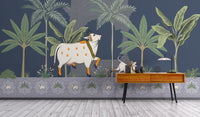 Indian heritage wall mural featuring sacred cow




