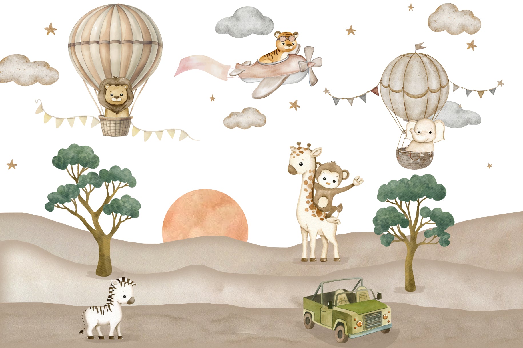 Safari Adventure Nursery Wallpaper