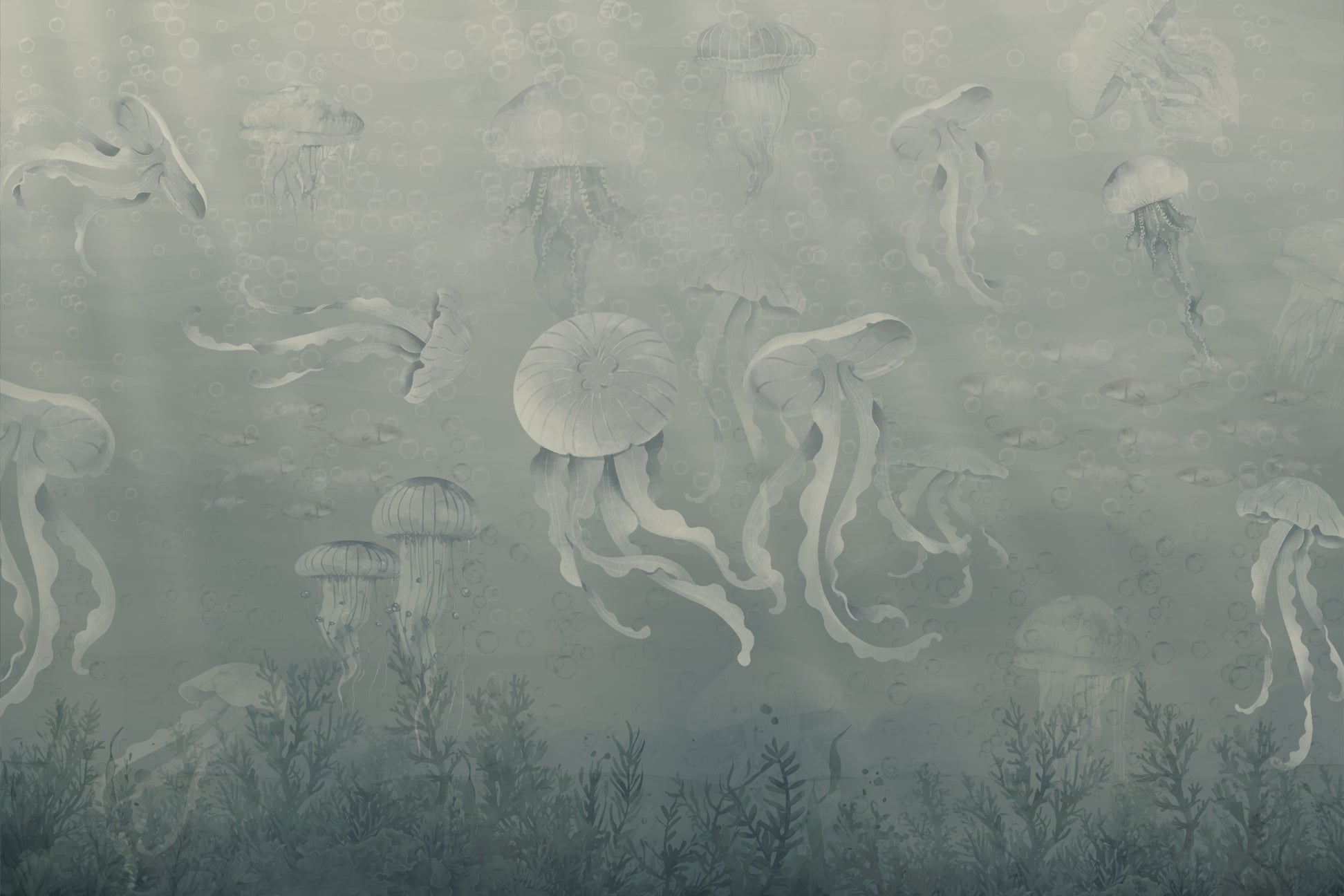 Dark Jellyfish Deep Sea Wallpaper Mural