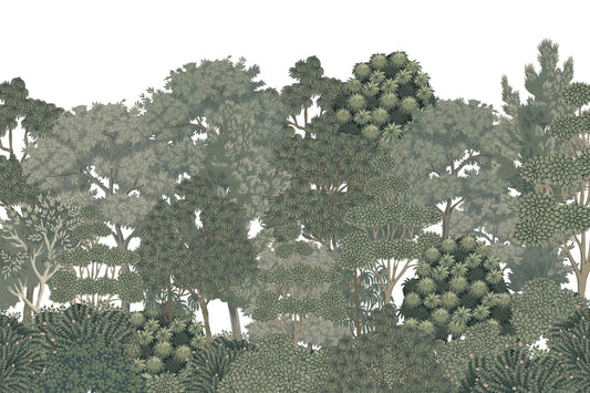 Lush Green Botanical Forest Mural