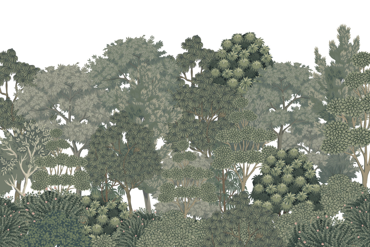 Lush Green Botanical Forest Mural in your room