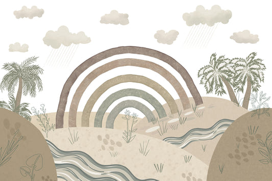 Boho Earthy Rainbow Landscape Mural