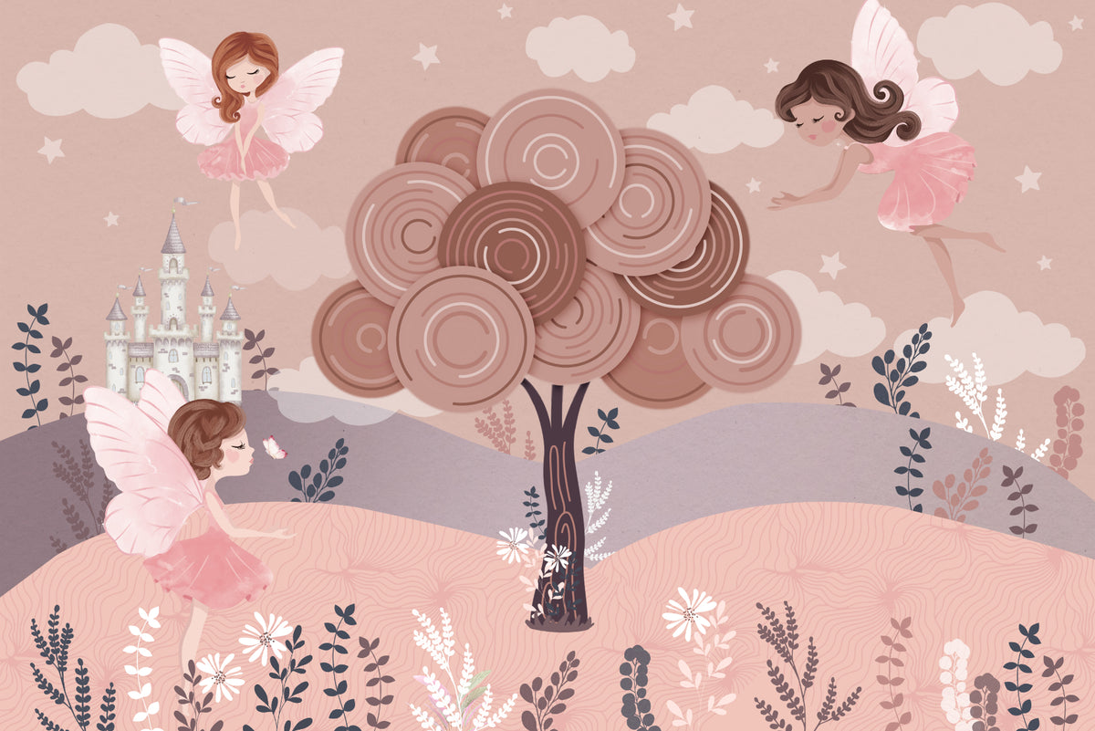 Dreamy Princess Castle Wallpaper in your room — zoomed