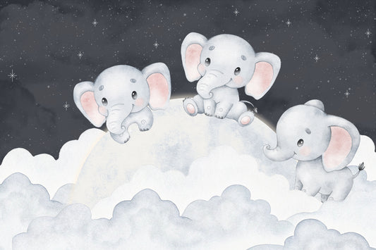 Sleepy Elephant Cloud Mural