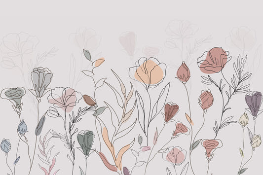 Abstract Botanical Sketch Wall Mural