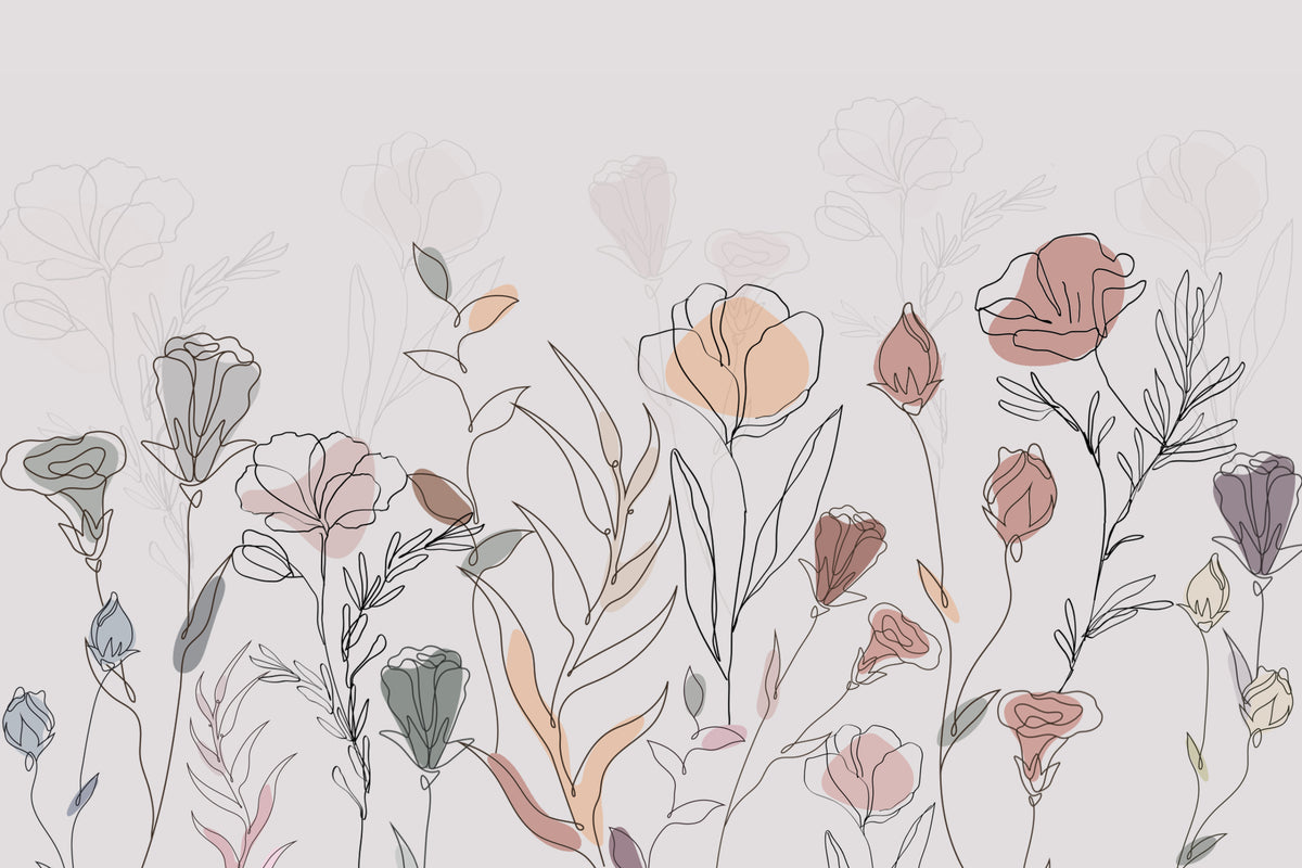 Abstract Botanical Sketch Wall Mural in your room