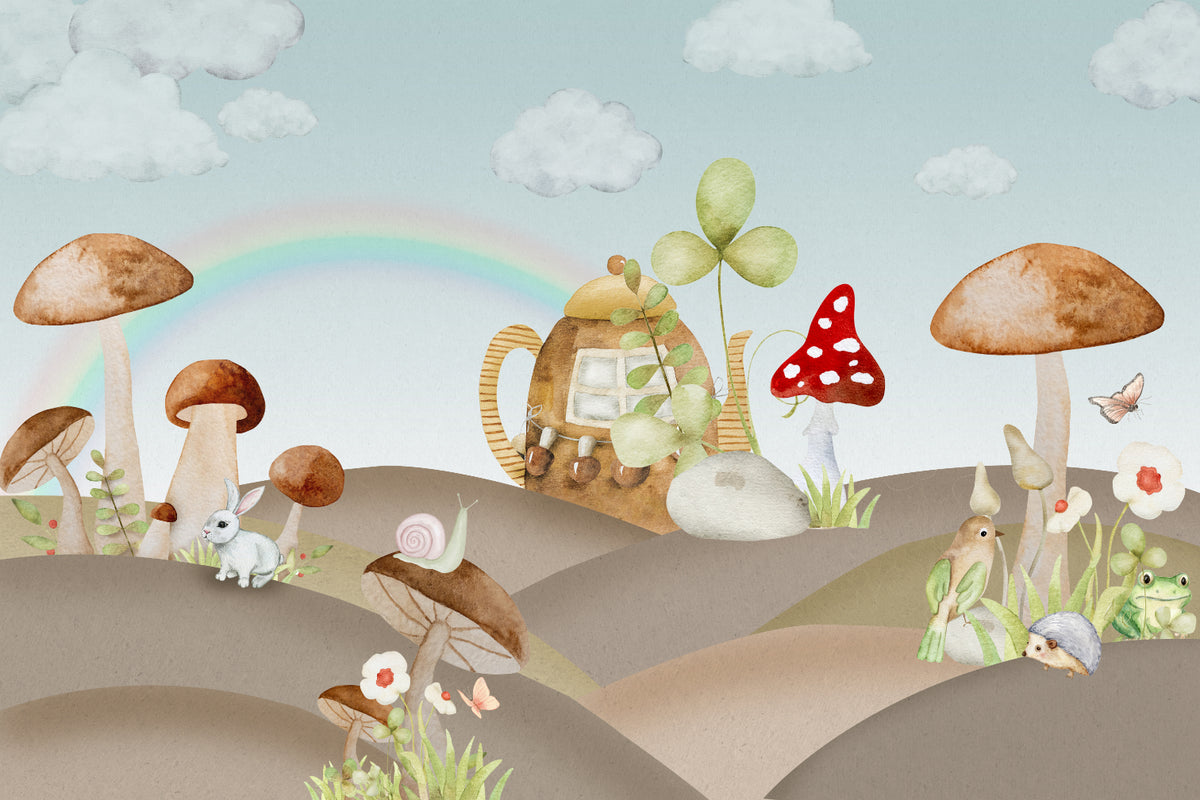 Whimsical Fantasy Woodland Wallpaper in your room — zoomed