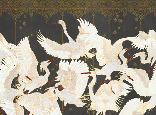 Luxury Dark Crane Wallpaper