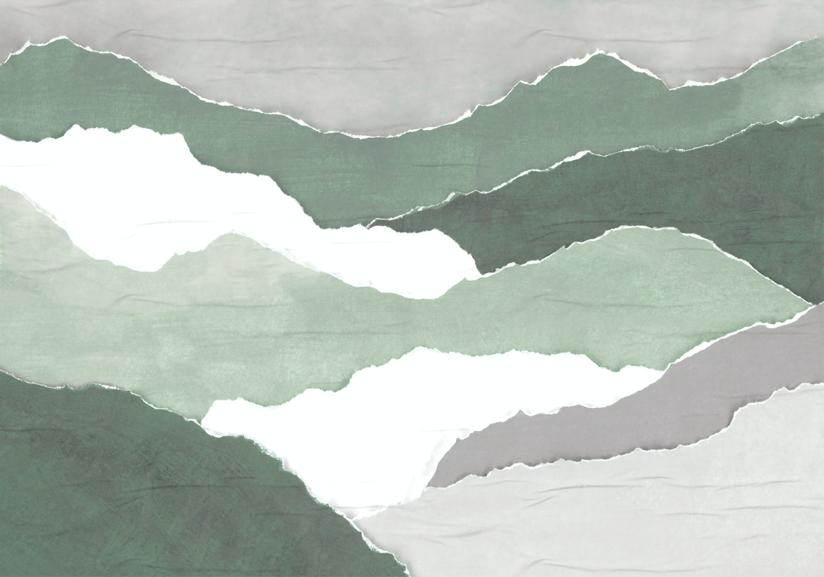 Green Abstract Torn Paper Wallpaper in your room — zoomed