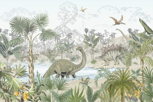 Tropical Dinosaur Jungle Wall Mural
