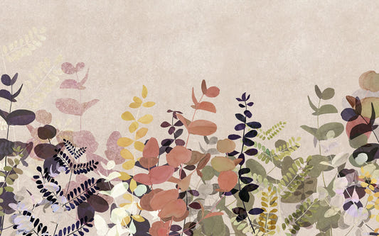 Watercolor Botanical Leaf Mural Wallpaper