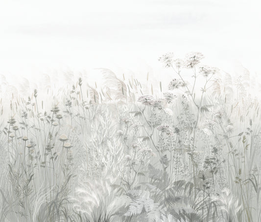 Neutral Wildflower Meadow Wall Mural