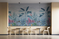 Cool-toned rainforest wall covering
