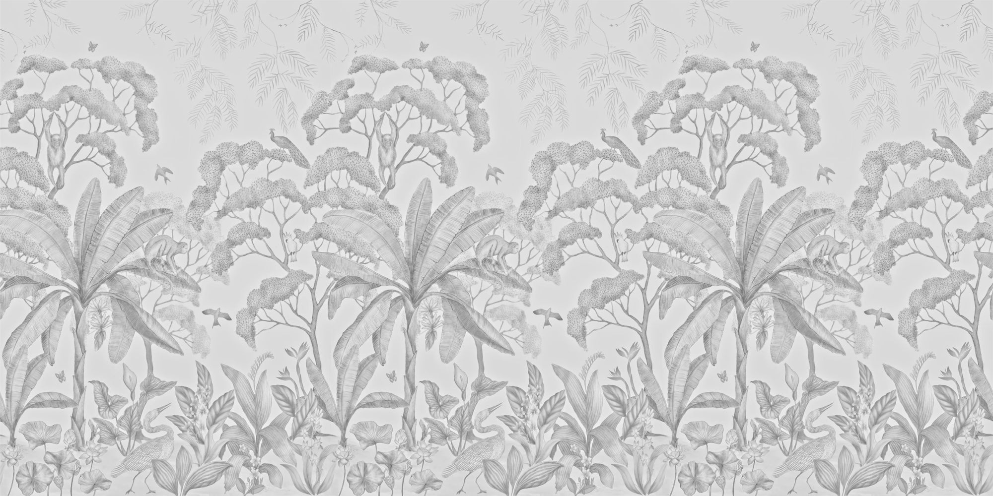 Black and White Jungle Wallpaper Mural