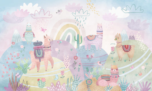 Colorful Llama Wallpaper Mural