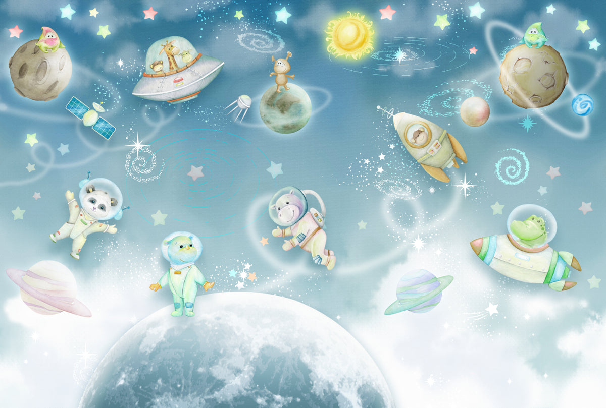 Animal Astronaut Wallpaper Mural in your room — zoomed