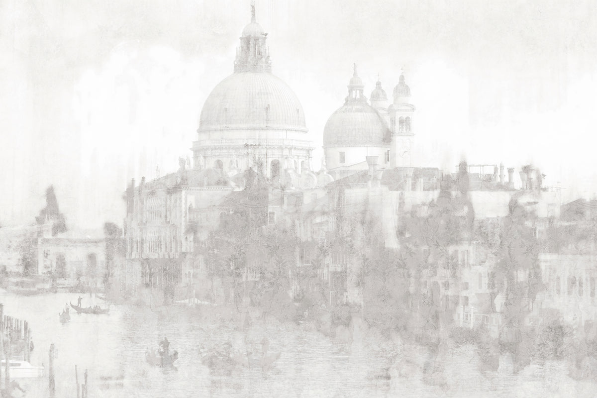 Monochrome Venice Cityscape Wall Mural in your room