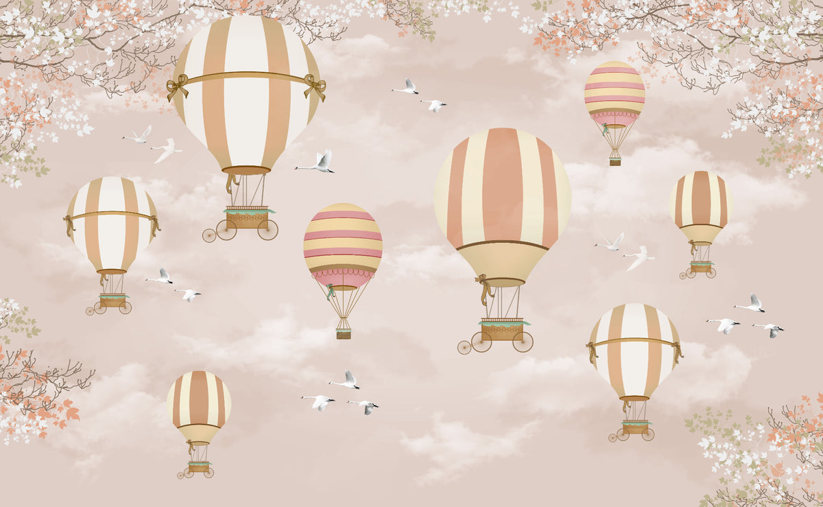 Whimsical Hot Air Balloon Wall Mural in your room