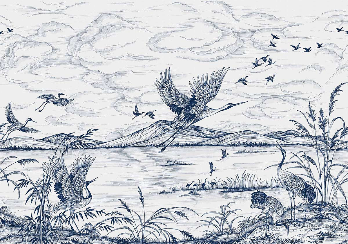 Heron Lake Scenic Wall Mural in your room
