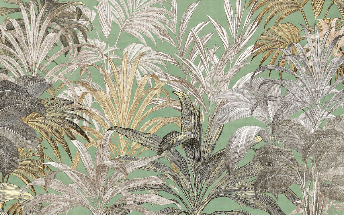 Green Tropical Leaf Wall Mural in your room