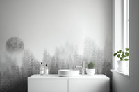 Ethereal moonlit forest wallpaper design
