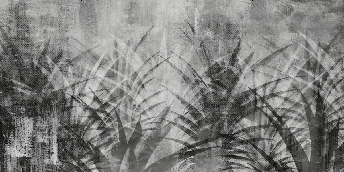 Monochrome Botanical Leaf Wall Mural