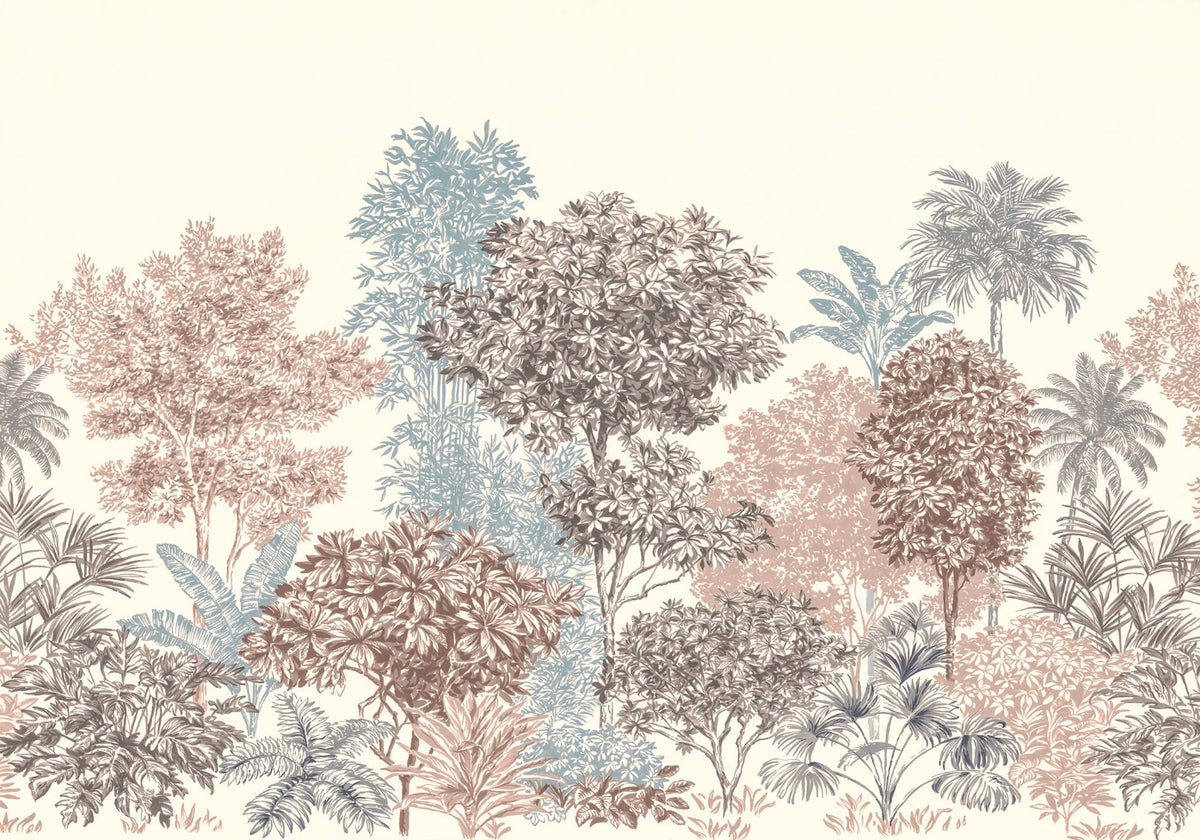 Vintage Tropical Forest Wall Mural in your room — zoomed